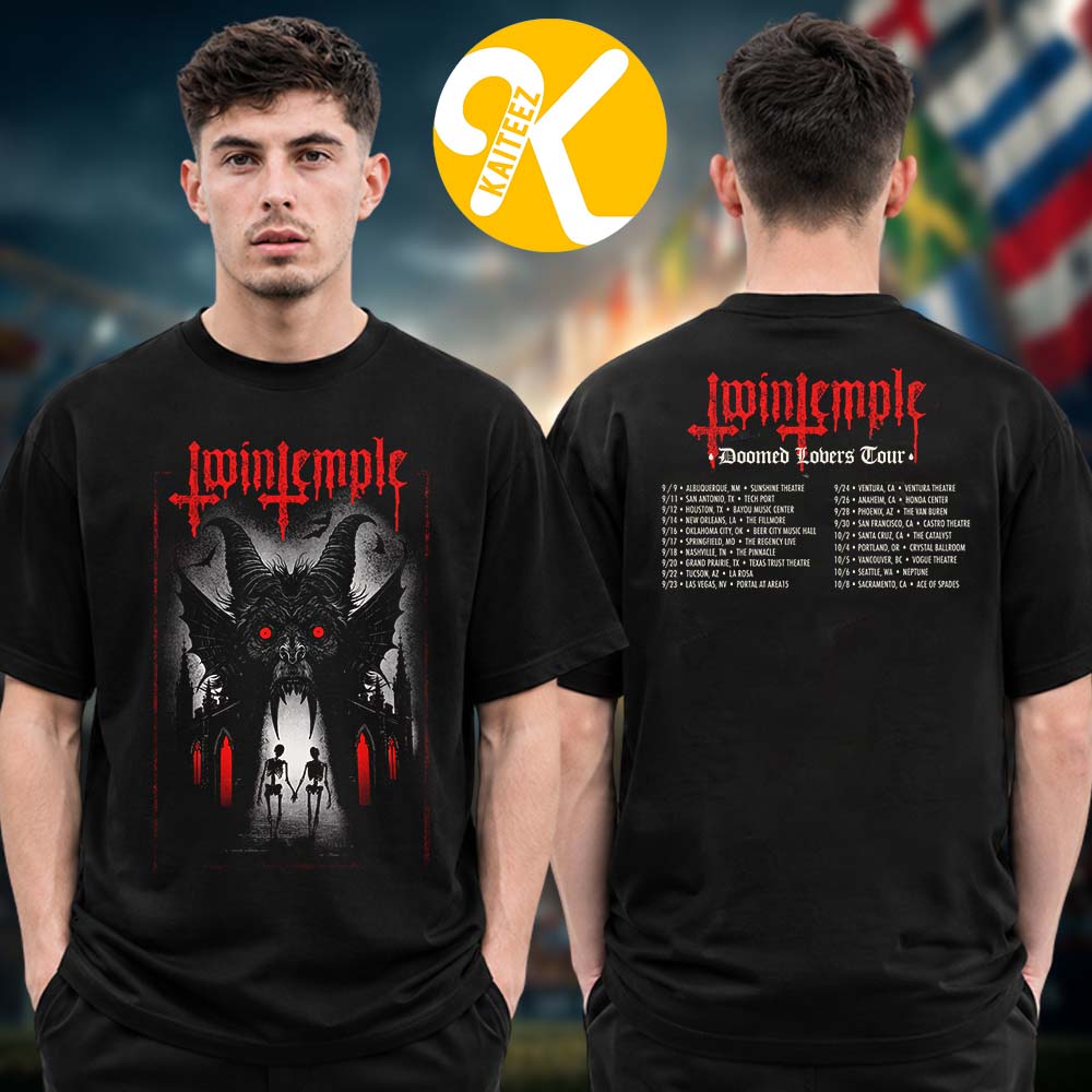 Twin Temple Merch Doomed Lovers Tour 2026 Evil Twins Tour Dates Two Sided Unisex T-Shirt Twin Temple Merch Doomed Lovers Tour 2026 Evil Twins Tour Dates Two Sided Unisex T-Shirt