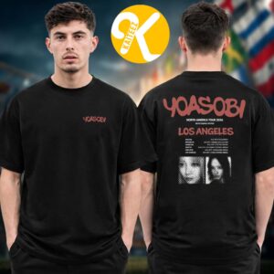 YOASOBI Los Angeles Exclusive Event Tee Never Ending Stories North America Tour 2026 Tour Dates Two Sided Unisex T-Shirt