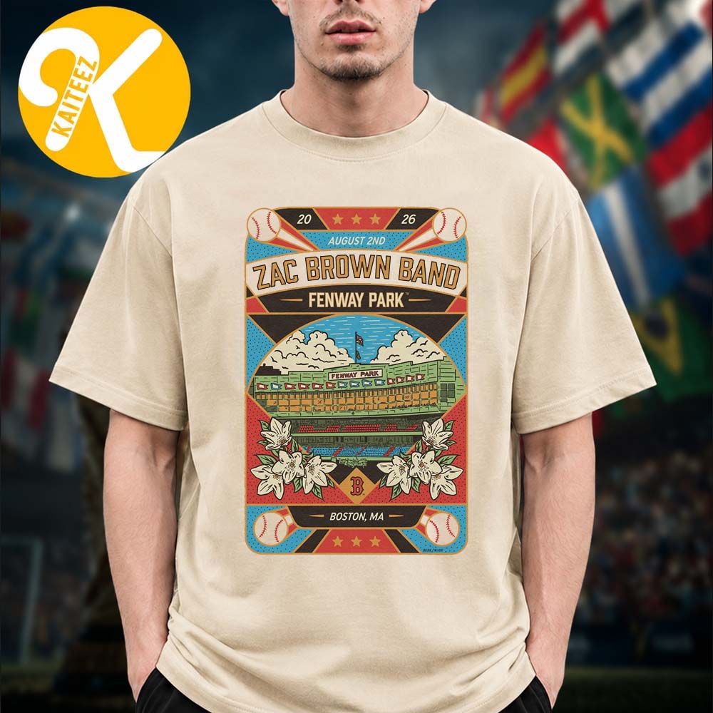Zac Brown Band Boston MA Event Poster At Fenway Park In Boston MA On August 2 2026 Unisex T-Shirt Zac Brown Band Boston MA Event Poster At Fenway Park In Boston MA On August 2 2026 Unisex T-Shirt
