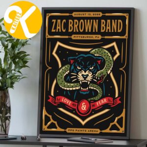 Zac Brown Band Pittsburgh PA Event Poster At PPG Paints Arena In Pittsburgh PA On August 13 2026 Home Decor Poster Canvas