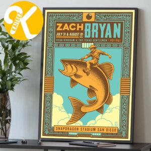 Zach Bryan Poster Event At Snapdragon Stadium In San Diego On July 31 And August 1 2026 Home Decor Poster Canvas