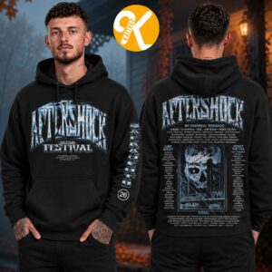 Aftershock Festival 2026 Merch In Sacramento CA On October 1-4 2026 Blue Steel Line Up Two Sided Unisex Hoodie