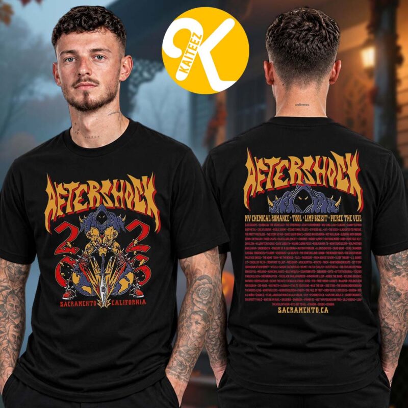 Aftershock Festival 2026 Merch In Sacramento CA On October 1 4 2026 Eternia Line Up Two Sided Unisex T Shirt