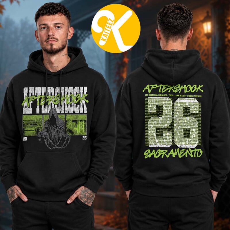 Aftershock Festival 2026 Merch In Sacramento CA On October 1 4 2026 In Chains Line Up Two Sided Unisex Hoodie