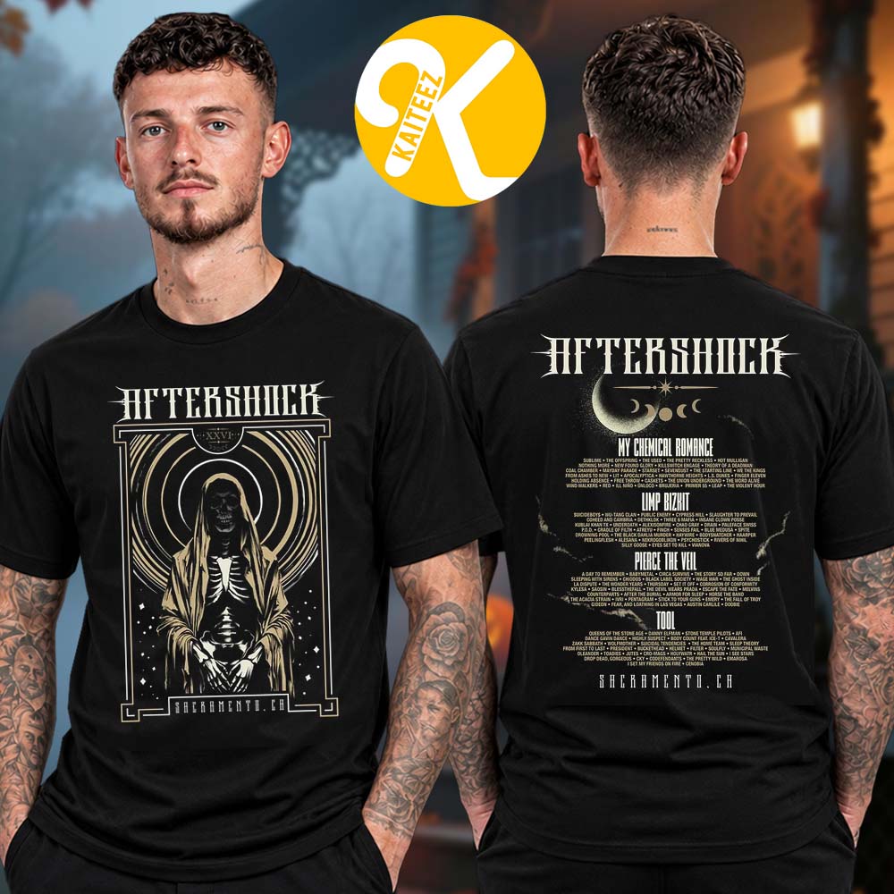 Aftershock Festival 2026 Merch In Sacramento CA On October 1-4 2026 Night Wish Line Up Two Sided Unisex T-Shirt Aftershock Festival 2026 Merch In Sacramento CA On October 1-4 2026 Night Wish Line Up Two Sided Unisex T-Shirt