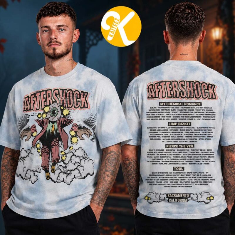 Aftershock Festival 2026 Merch In Sacramento CA On October 1 4 2026 Running Scared Line Up Unisex T Shirt