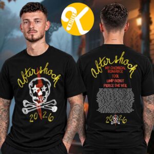 Aftershock Festival 2026 Merch In Sacramento CA On October 1-4 2026 Stardust Skull Line Up Two Sided Unisex T-Shirt
