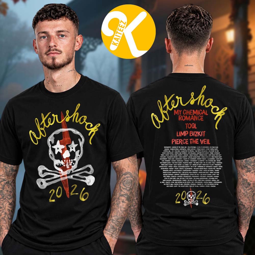 Aftershock Festival 2026 Merch In Sacramento CA On October 1-4 2026 Stardust Skull Line Up Two Sided Unisex T-Shirt Aftershock Festival 2026 Merch In Sacramento CA On October 1-4 2026 Stardust Skull Line Up Two Sided Unisex T-Shirt