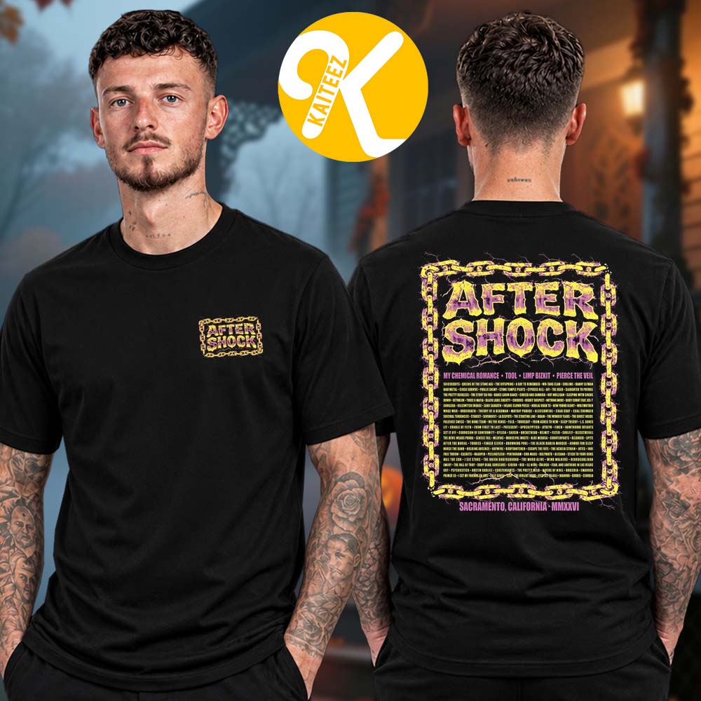 Aftershock Festival 2026 Merch In Sacramento CA On October 1-4 2026 Static Shock Line Up Two Sided Unisex T-Shirt Aftershock Festival 2026 Merch In Sacramento CA On October 1-4 2026 Static Shock Line Up Two Sided Unisex T-Shirt