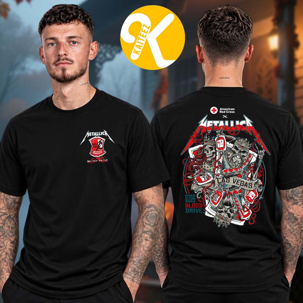 American Red Cross x Metallica Blood Donation Experience In Las Vegas 2026 Two Sided Unisex T-Shirt American Red Cross x Metallica Blood Donation Experience In Las Vegas 2026 Two Sided Unisex T-Shirt