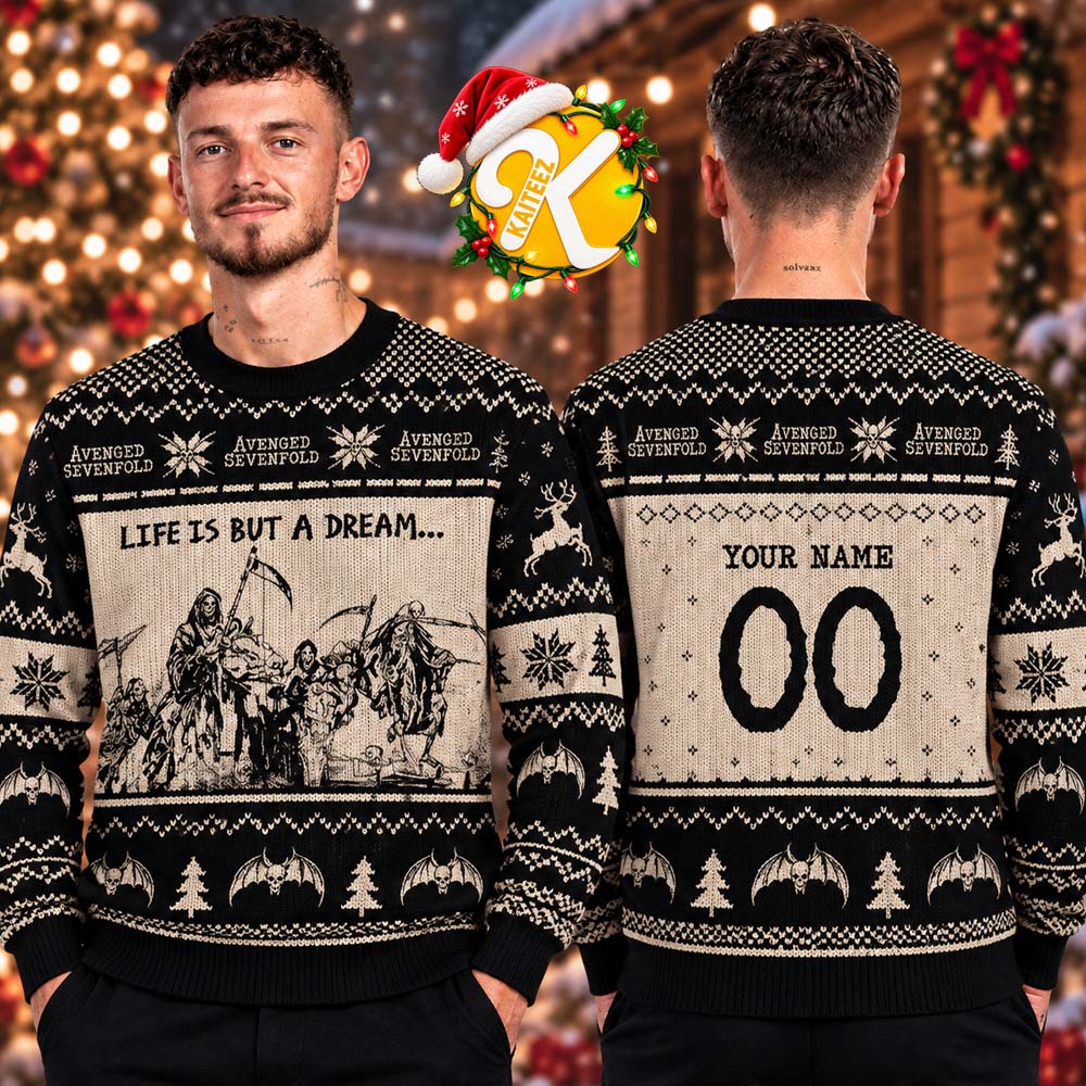 Avenged Sevenfold Life Is But A Dream Custom Name Number Ugly Christmas Sweater Avenged Sevenfold Life Is But A Dream Custom Name Number Ugly Christmas Sweater