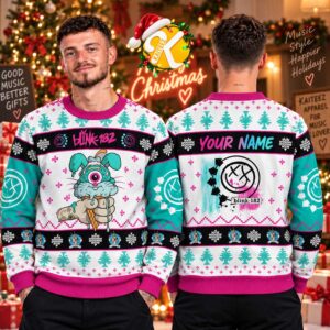 Blink 182 Ice Cream Design Custom Name Christmas Ugly Sweater