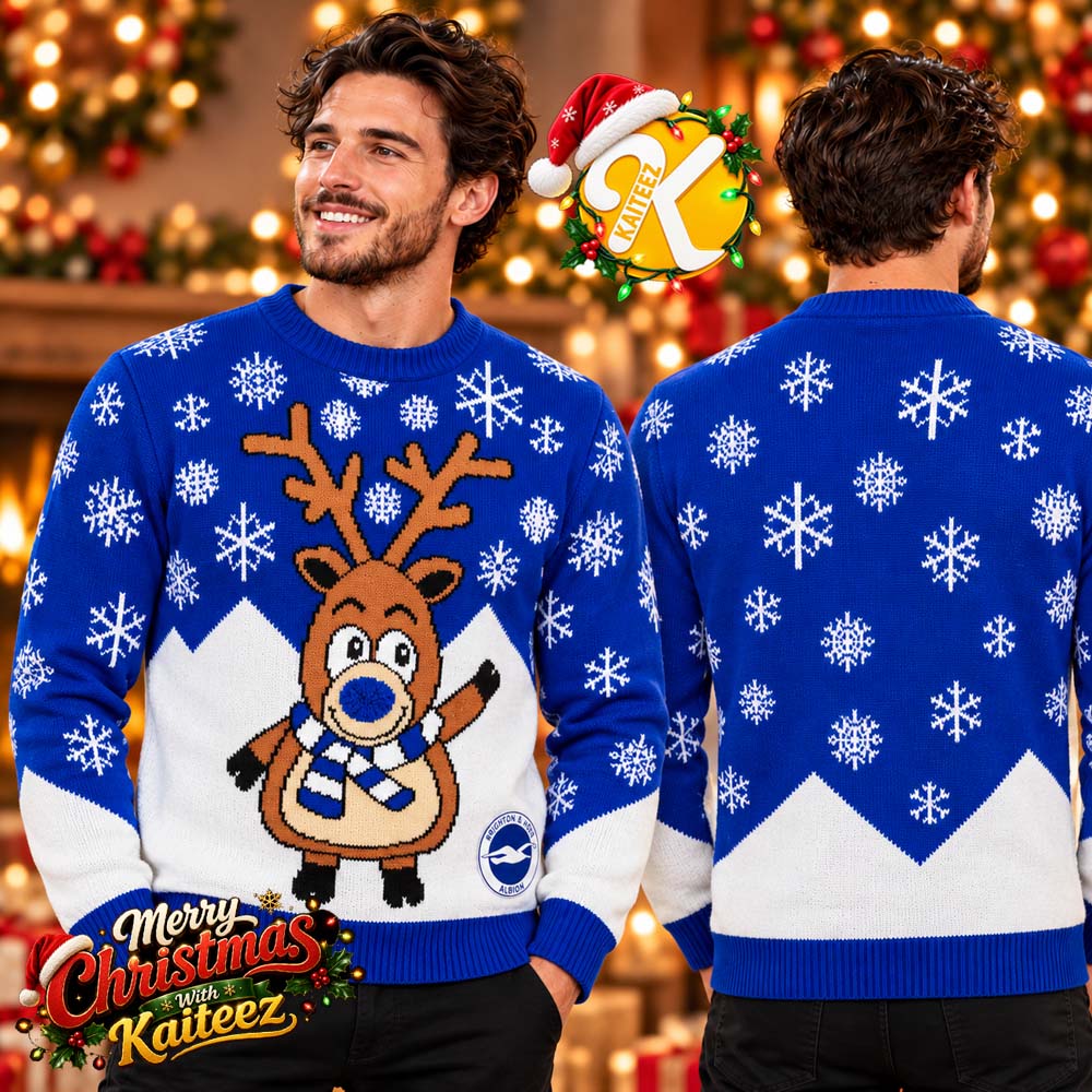 Brighton And Hove Albion BHAFC Reindeer Jumper Christmas Ugly Sweater Brighton And Hove Albion BHAFC Reindeer Jumper Christmas Ugly Sweater