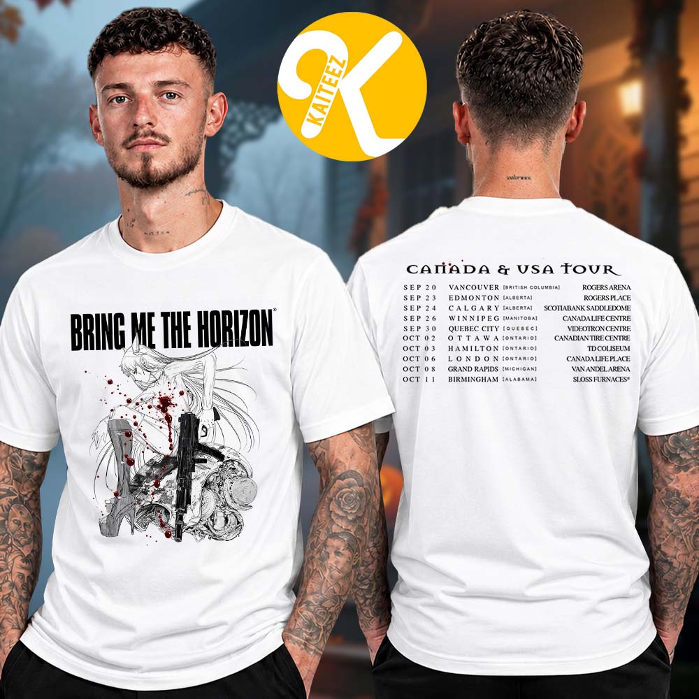 Bring Me The Horizon Canada USA Tour 2026 Tour Dates Two Sided Unisex T-Shirt Bring Me The Horizon Canada USA Tour 2026 Tour Dates Two Sided Unisex T-Shirt