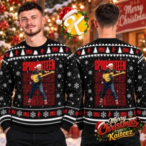Bruce Springsteen With Santa Hat Christmas Ugly Sweater