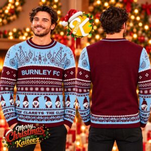 Burnley FC Xmas Jumper Gnome Wrap Christmas Ugly Sweater