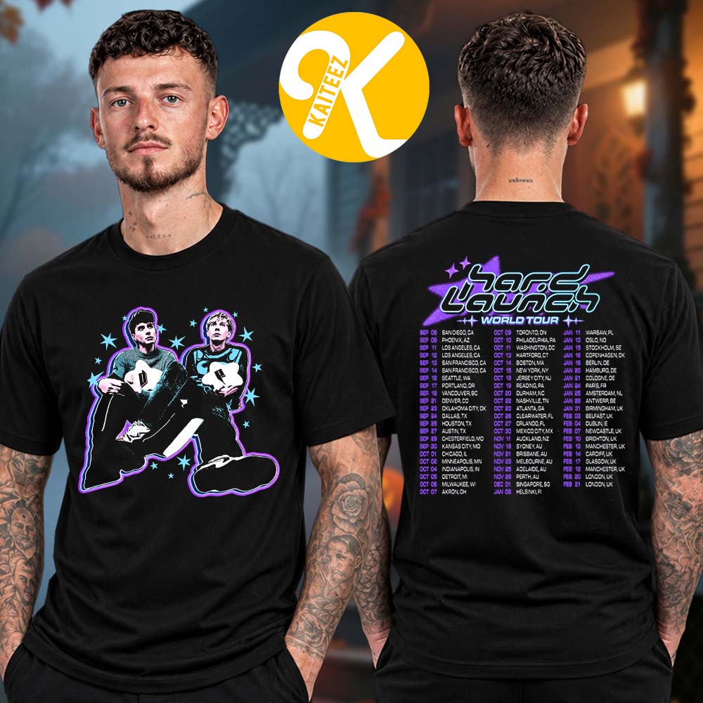 Dan And Phil Merch Hard Launch Tour 2026 2027 Photo Tour Dates Two Sided Unisex T-Shirt Dan And Phil Merch Hard Launch Tour 2026 2027 Photo Tour Dates Two Sided Unisex T-Shirt