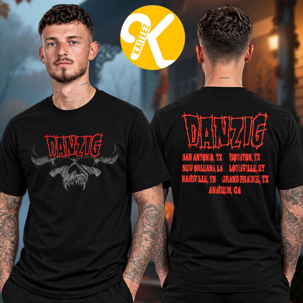 Danzig Merch North America Tour 2026 Horned Cow Skull Two Sided Unisex T-Shirt Danzig Merch North America Tour 2026 Horned Cow Skull Two Sided Unisex T-Shirt