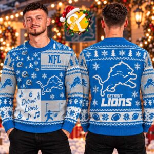 Detroit Lions NFL Merry Christmas 2026 Ugly Christmas Sweater