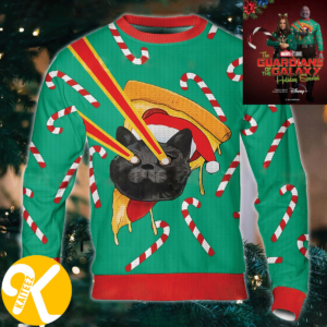 Drax Pizza Cat Laser Eyes The Guardians Of the Galaxy Holiday Special Christmas Ugly Sweater