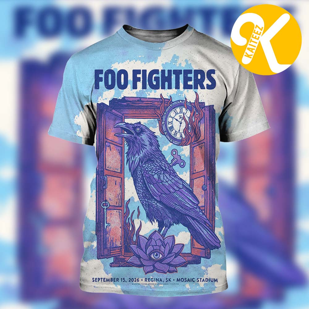 Foo Fighters Regina SK Event Poster At Mosaic Stadium In Regina SK On September 15 2026 All Over Print Shirt Foo Fighters Regina SK Event Poster At Mosaic Stadium In Regina SK On September 15 2026 All Over Print Shirt