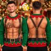 Funny Muscle 3D Fake Abs Elf Ugly Sweater
