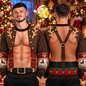 Funny Muscle Reindeer Ugly Sweater
