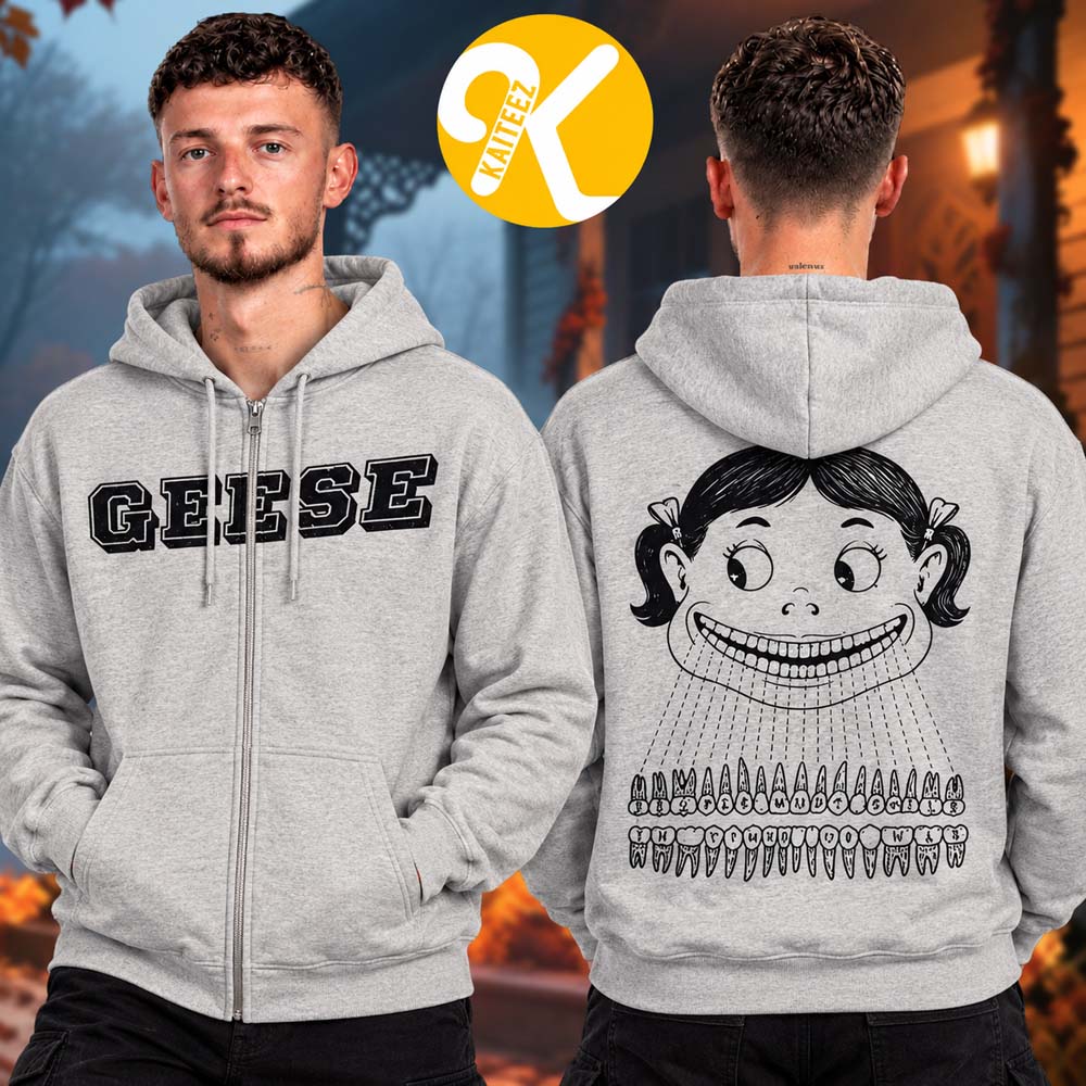 Geese Band Merch Getting Killed Again Fall 2026 North American Tour People Must Smile In Times Of War Zip Up Hoodie Geese Band Merch Getting Killed Again Fall 2026 North American Tour People Must Smile In Times Of War Zip Up Hoodie