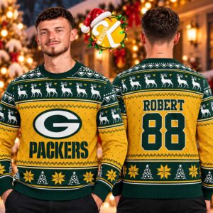 Green Bay Packers NFL Christmas Gift Custom Number And Name Ugly Sweater