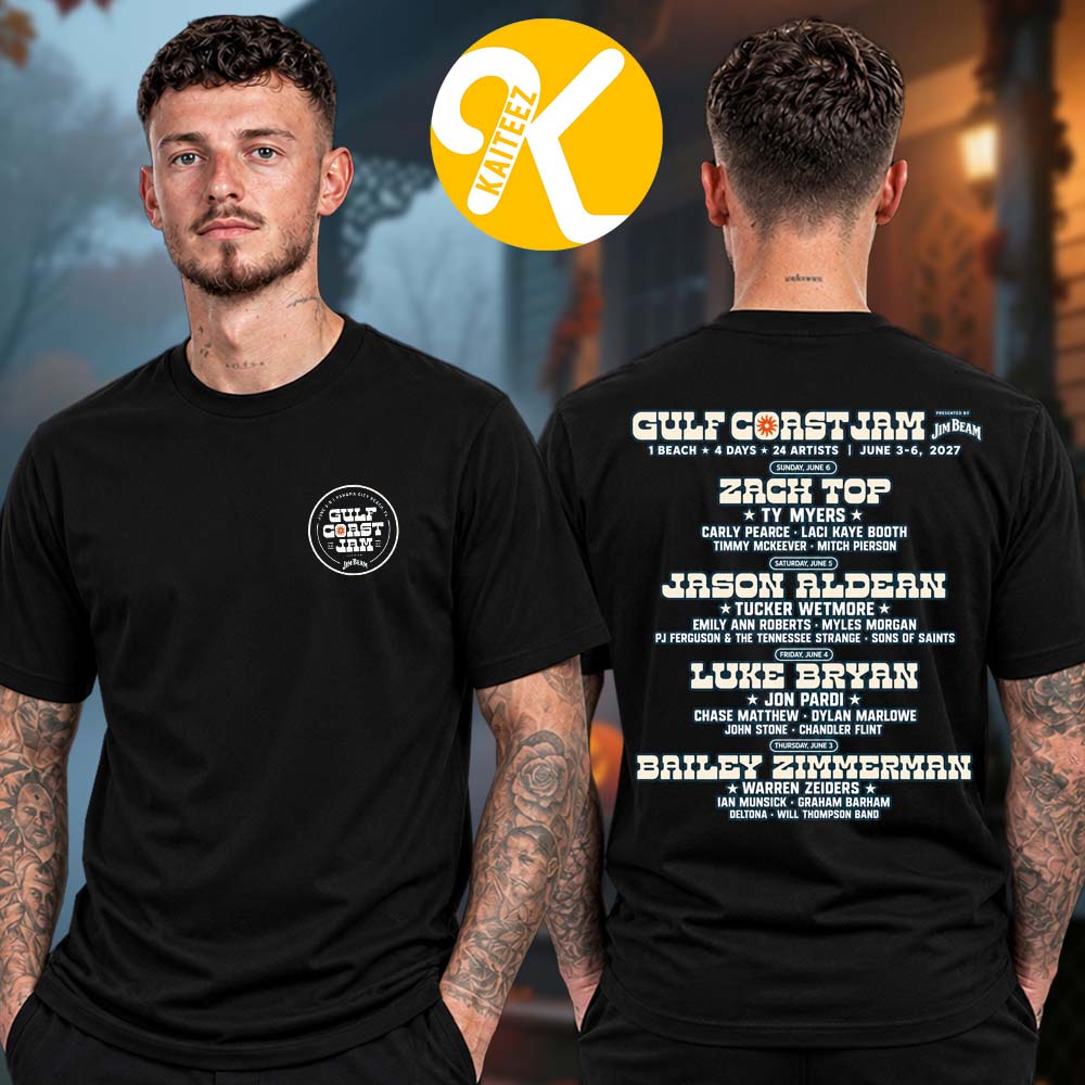 Gulf Coast Jam 2027 Festival In Panama City Beach FL On June 3-6 2027 Line Up Two Sided Unisex T-Shirt Gulf Coast Jam 2027 Festival In Panama City Beach FL On June 3-6 2027 Line Up Two Sided Unisex T-Shirt