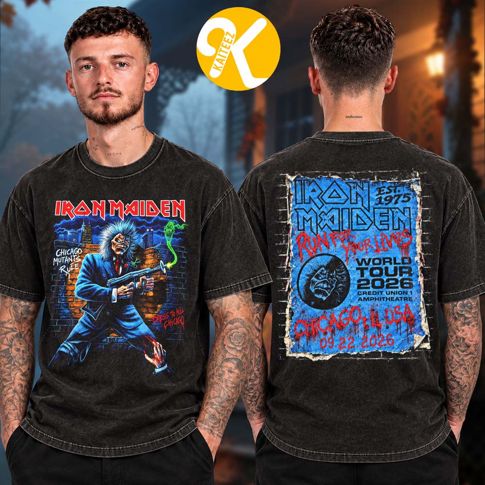 Iron Maiden Chicago IL Event Tee At Credit Union 1 Amphitheatre In Chicago IL On September 22 2026 Vintage Washed T-Shirt Iron Maiden Chicago IL Event Tee At Credit Union 1 Amphitheatre In Chicago IL On September 22 2026 Vintage Washed T-Shirt