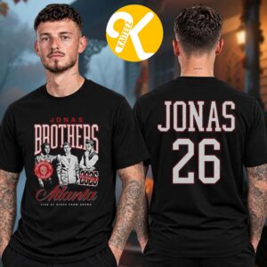 Jonas Brothers Merch Burning Up All Over Again Atlanta GA City Two Sided Unisex T-Shirt