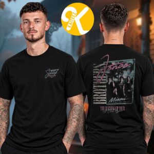 Jonas Brothers Merch Burning Up All Over Again Miami FL City Black Two Sided Unisex T-Shirt