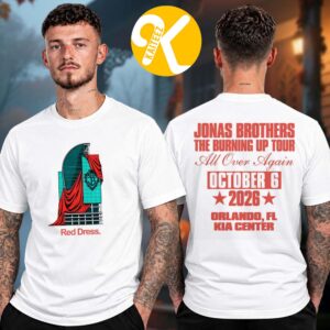 Jonas Brothers Merch Burning Up All Over Again Orlando FL City White Two Sided Unisex T-Shirt