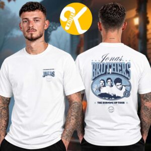 Jonas Brothers Merch Burning Up All Over Again Raleigh NC City White Two Sided Unisex T-Shirt