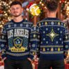 LA Galaxy Blue Candy Cane Repeat Crew Neck Ugly Christmas Sweater