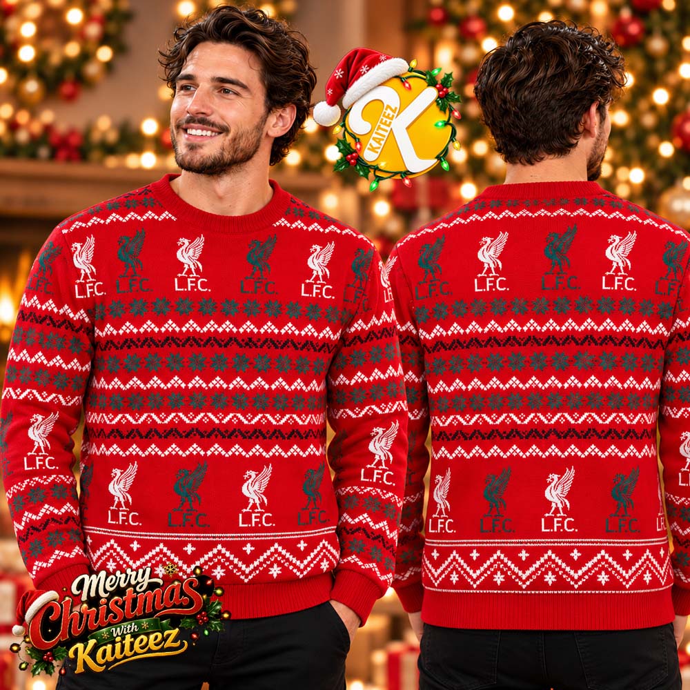Liverpool LFC Fairisle Logo Christmas Jumper Ugly Sweater Liverpool LFC Fairisle Logo Christmas Jumper Ugly Sweater