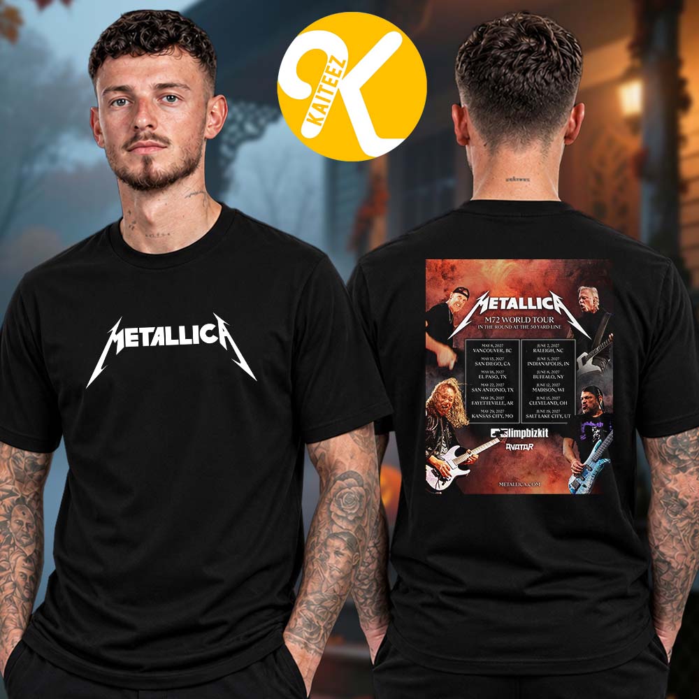 Metallica M72 World Tour 2027 North America Tour Dates Two Sided Unisex T-Shirt Metallica M72 World Tour 2027 North America Tour Dates Two Sided Unisex T-Shirt