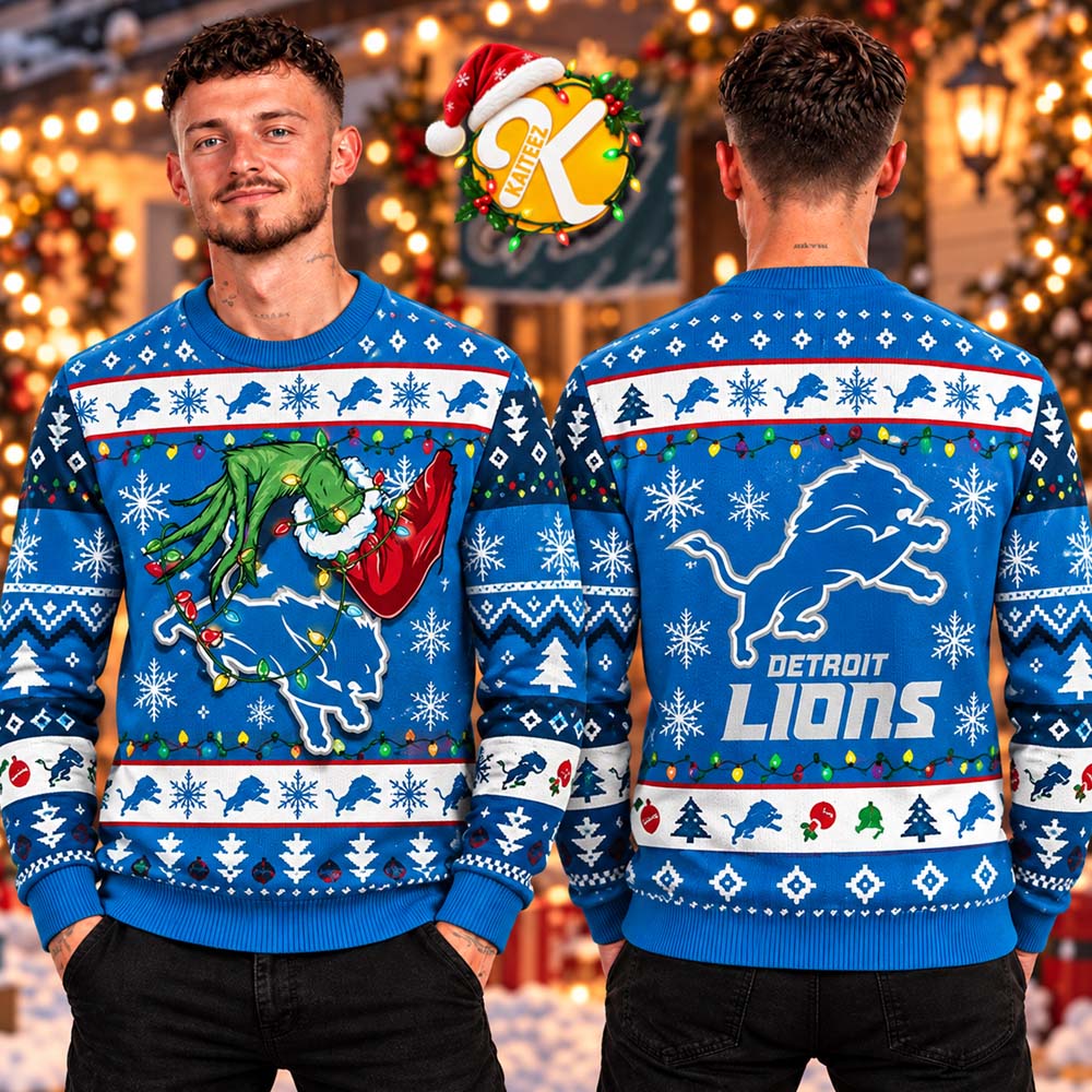 NFL Detroit Lions Ugly Sweater The Hand Of Grinch Ugly Christmas Sweater NFL Detroit Lions Ugly Sweater The Hand Of Grinch Ugly Christmas Sweater
