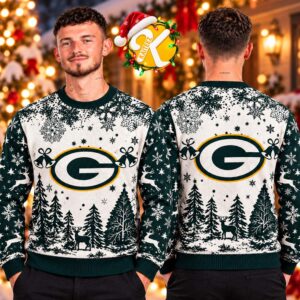 NFL Green Bay Packers With Green Jingle Bell Christmas Ugly Sweater