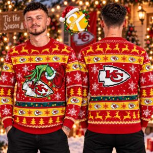 NFL Kansas City Chiefs Ugly Sweater The Hand Of Grinch Ugly Christmas Sweater