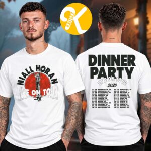 Niall Horan Merch Dinner Party Live On Tour 2026 Dinner Party Across The World Two Sided Unisex T-Shirt