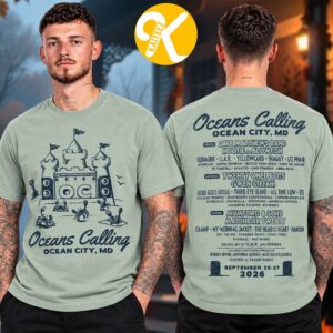 Oceans Calling Festival 2026 In Ocean City MD On September 25-27 2026 Sand Castle Lineup Two Sided Unisex T-Shirt