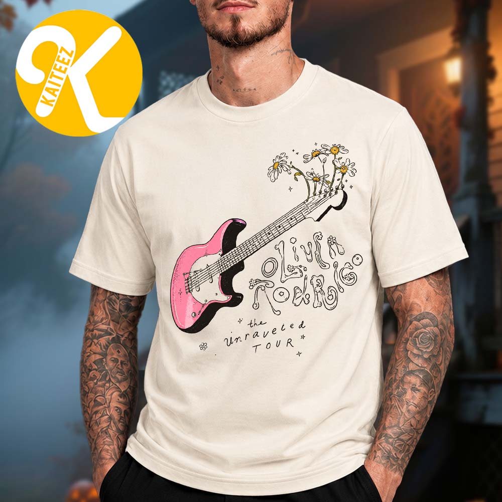 Olivia Rodrigo Merch The Unraveled Tour 2026 Guitar Flowers Unisex T-Shirt Olivia Rodrigo Merch The Unraveled Tour 2026 Guitar Flowers Unisex T-Shirt