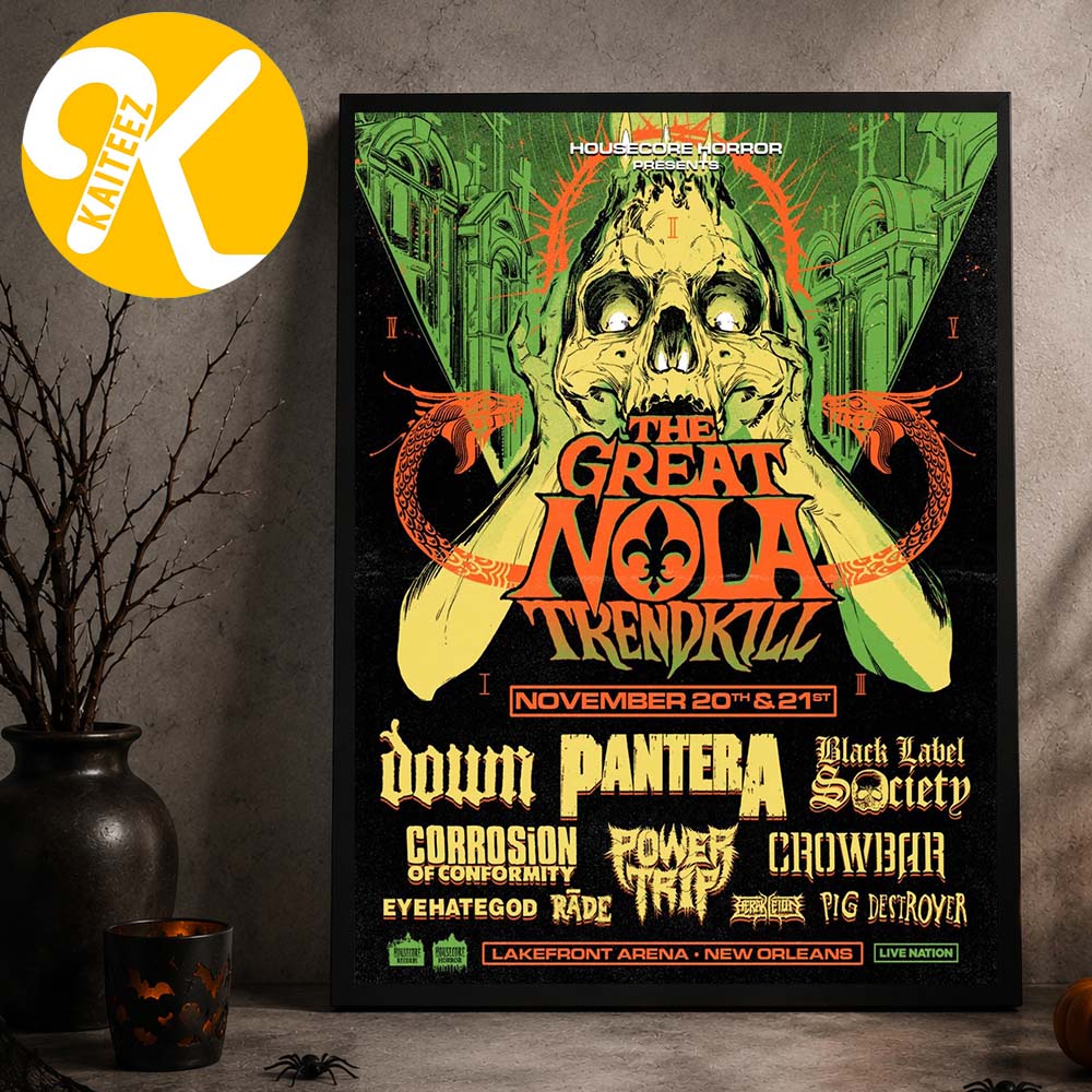 Pantera The Great NOLA Trendkill Festival At Lakefront Arena In New Orleans LA On November 20 21 2026 Line Up Home Decor Poster Canvas Pantera The Great NOLA Trendkill Festival At Lakefront Arena In New Orleans LA On November 20 21 2026 Line Up Home Decor Poster Canvas