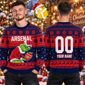 Personalized EPL Arsenal Grinch Ugly Sweater All Over Print For Fan Limited Edition Ugly Sweater