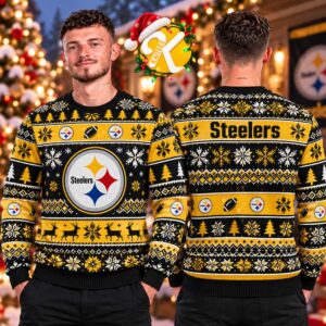 Pittsburgh Steelers NFL Big Logo Knit Christmas Ugly Sweater