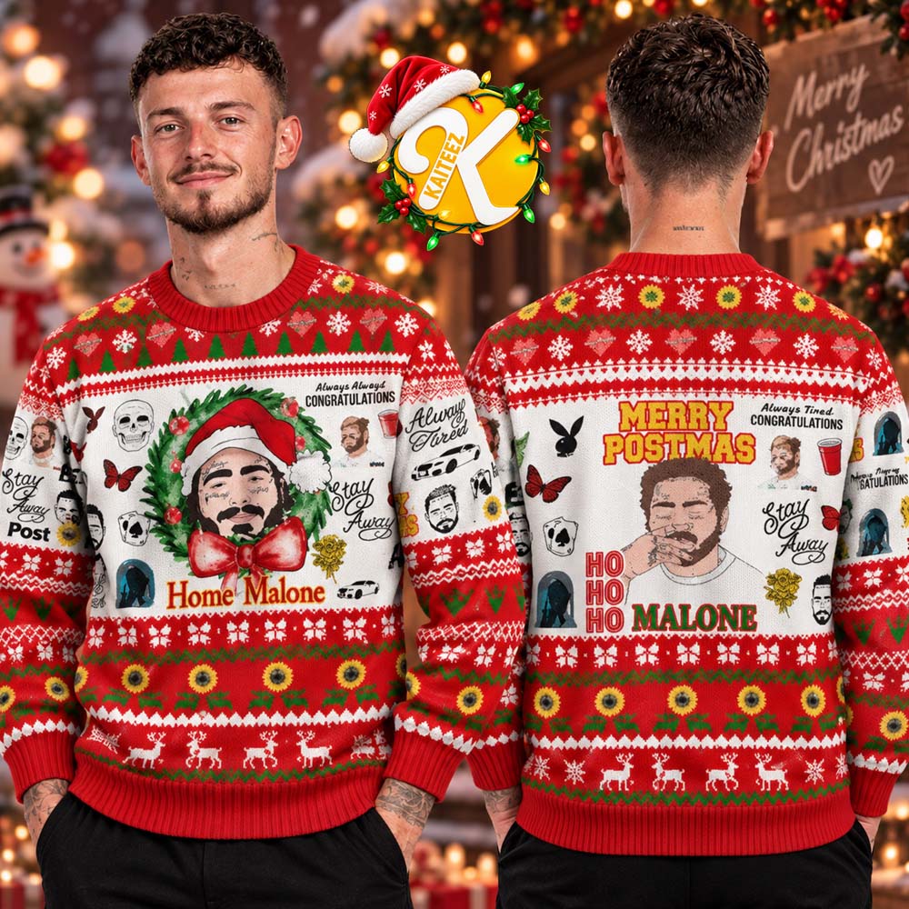Post Malone Merry Postmas Home Malone Ugly Sweater Post Malone Merry Postmas Home Malone Ugly Sweater
