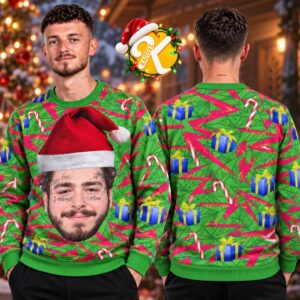 Post Malone With Santa Hat Christmas Ugly Sweater
