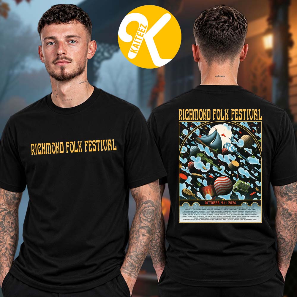 Richmond Folk Festival 2026 Event Poster By Christian Taylor Line Up Two Sided Unisex T-Shirt Richmond Folk Festival 2026 Event Poster By Christian Taylor Line Up Two Sided Unisex T-Shirt